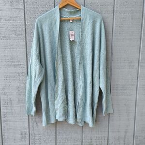 NWT J Jill Cotton Open Boxy Cardigan sz 3X Canal Blue Minimalist Comfort
